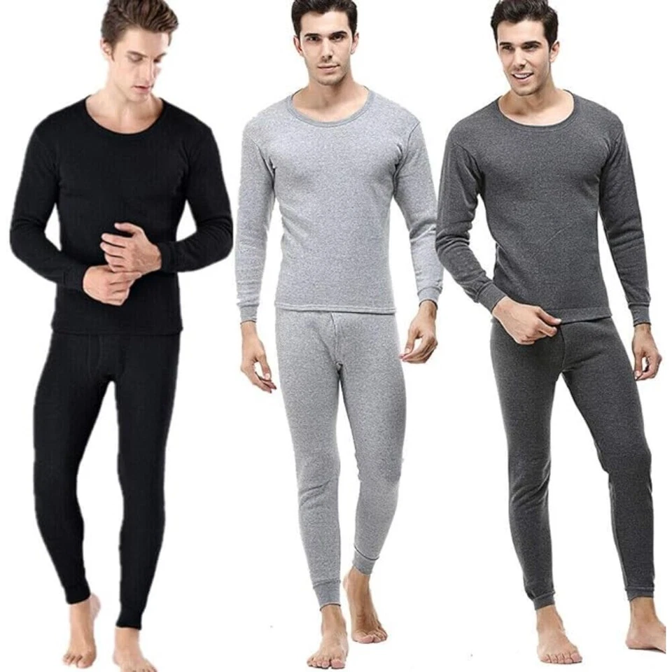 Therma Tek Para Hombres Algodón Ropa Interior Térmica Elastizada Long Johns Juego de 2 piezas Parte Superior e Inferior