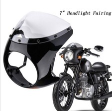 Universal 7" Headlight Fairing Retro Cafe Racer Handlebar Screen Windshield New