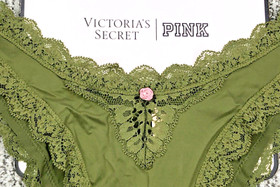 Victoria's Secret Dream Angels NWT Large Green Lace Trim Brazilian Cheeky Panty