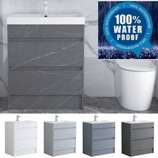 Rhine Waterproof 750mm Floor Standing Bathroom Vanity Unit Basin Choice Slim-Edg