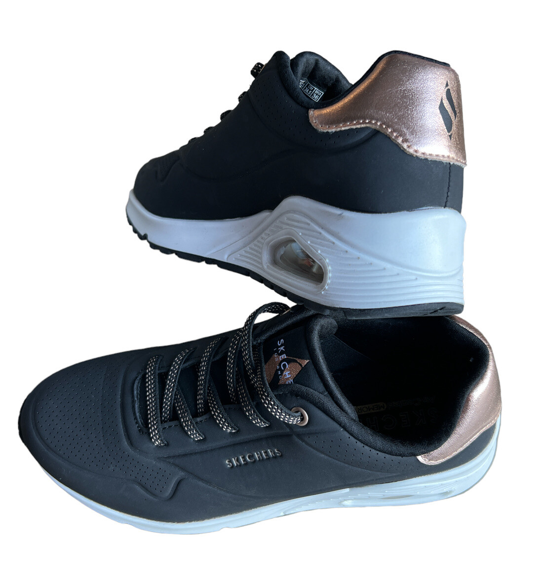 Skechers Womens Los Angeles Black Sneaker Shoes Size… Gem