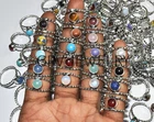 100pcs Small Rings Mixed Gemstone Silver Jewelry 925 Silver Plated Jewellery CH3