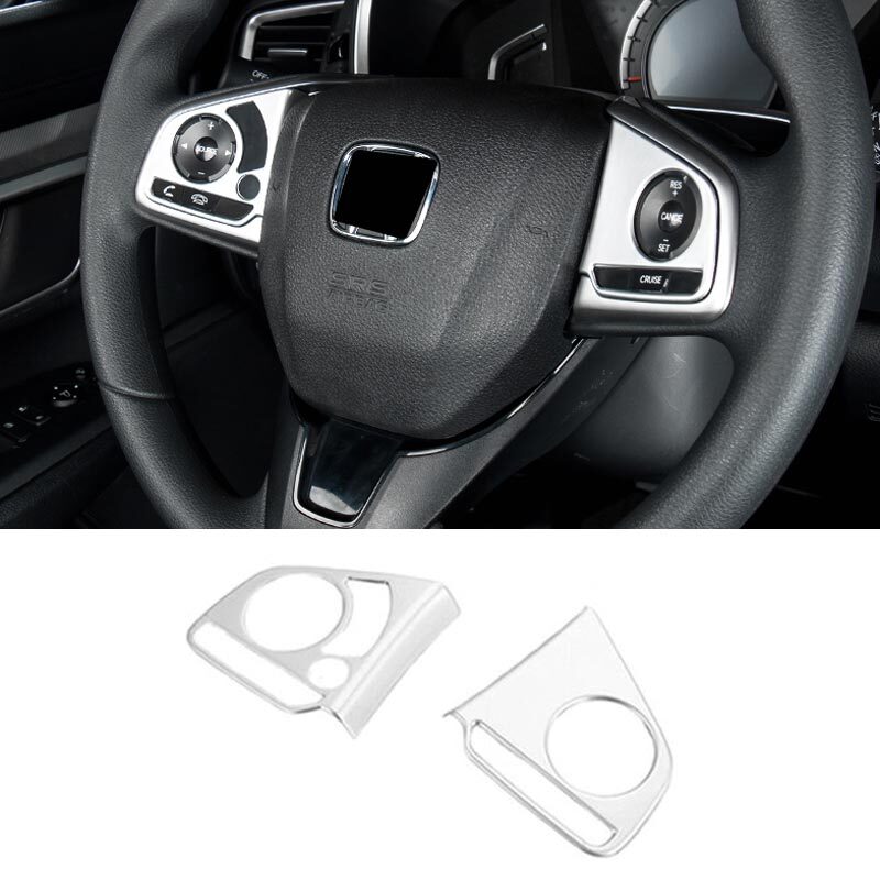 Silver ABS Steering Wheel Button Frame Trim 2pc Set For Honda CR-V 2017-2021