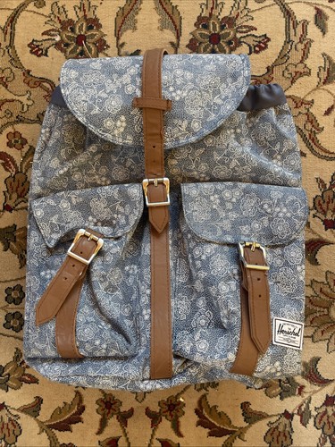 Herschel Supply Company, Backpack, Blue, coral, cream floral print.