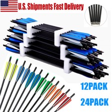 12/24PCS 20" Carbon Arrows Crossbow Bolts Half Moon Nock 4" Vane Archery Hunting