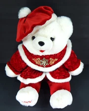 VTG 2000 SNOWFLAKE WHITE TEDDY BEAR CHRISTMAS PLUSH STUFFED ANIMAL SUPER SOFT