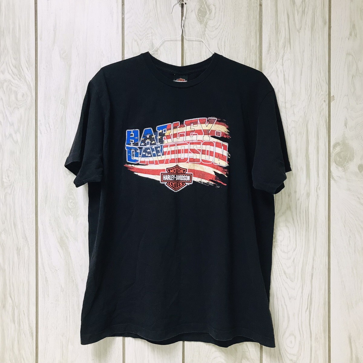 Harley Davidson Men USA American Flag Motorcycle Graphic T-Shirt 