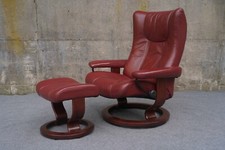Danish Modern Ekornes Stressless Large Eagle Classic Recliner Chair  Ottoman