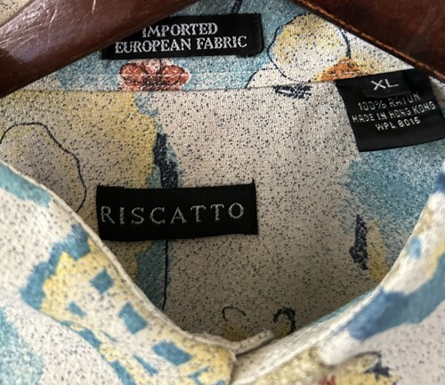Riscatto Shirt Mens XL Retro print Button Down short sleeve Made In Italy NWT - Picture 5 of 8