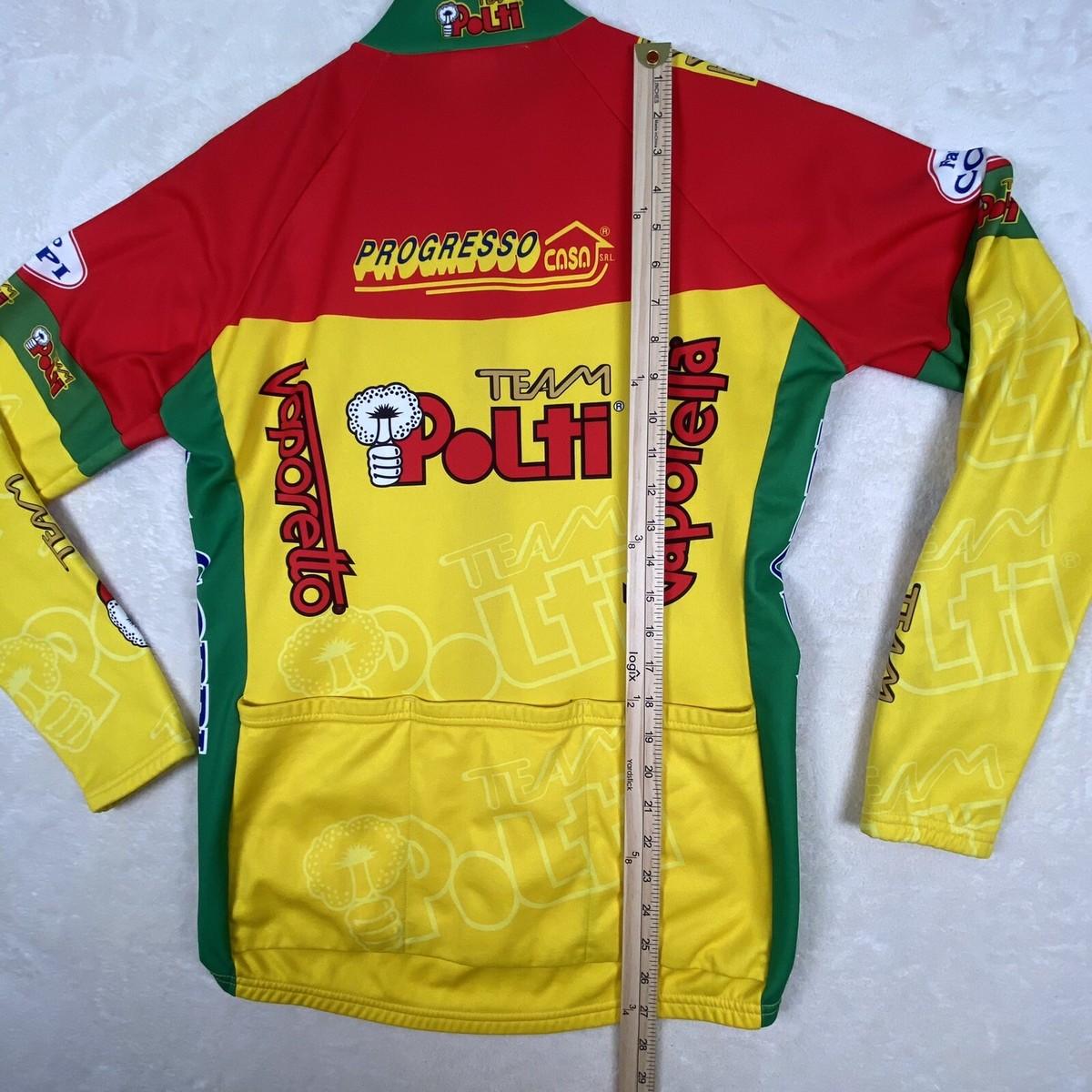 Vintage 90's SMS Santini Yellow Red Team Polti Full Zip Men's