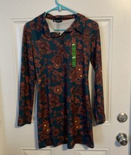 Zara Maroon Flower Collared NWT Dress Size S