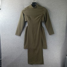 Love Cut Out Evening Dress Womens 10 Green Long Sleeve Draped Rear And Front