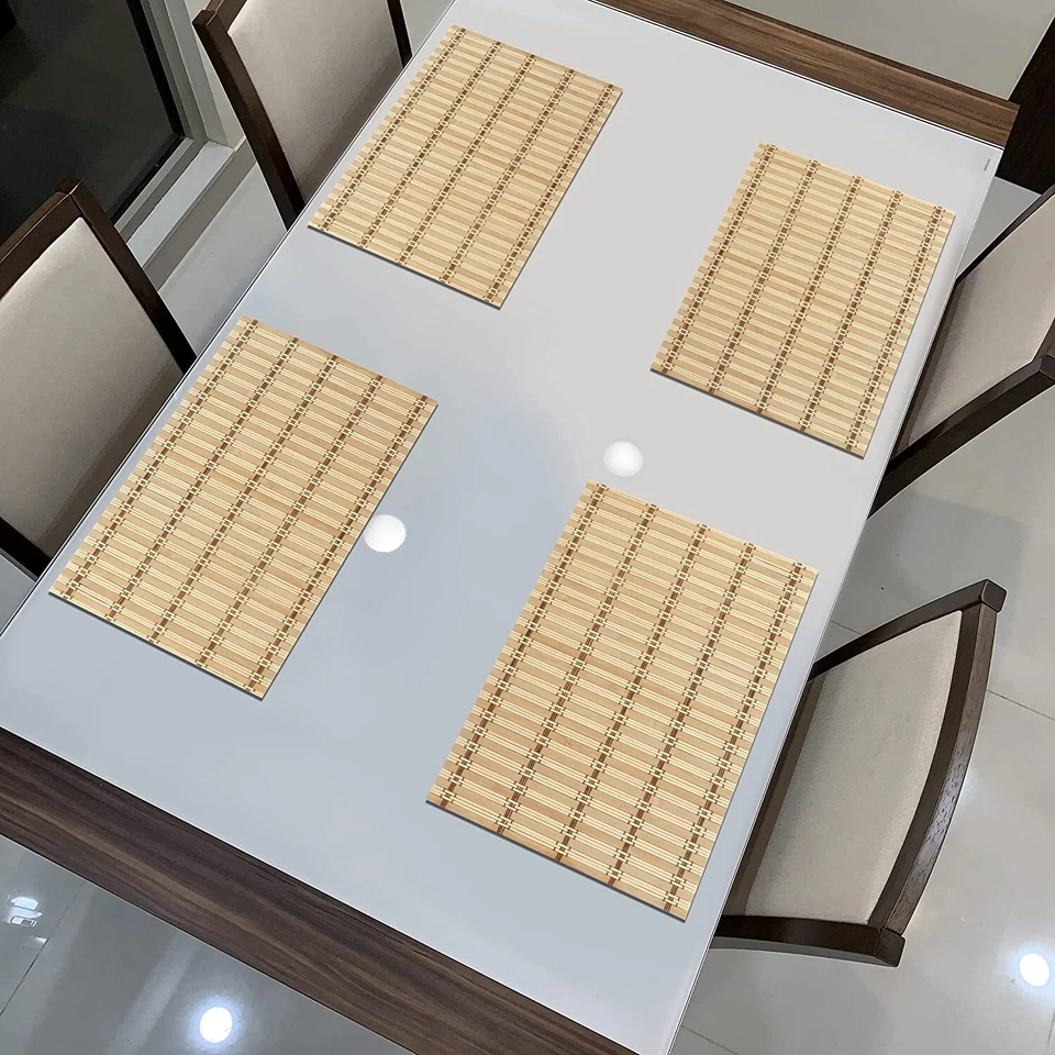 Juego de 4 manteles de madera para mesa de comedor 45 x 30 cm beige (AR4055) Foto 2 de 4