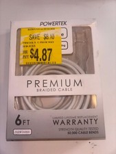 POWERTEK Premium Braided Cable USB-C to USB-C Fast Charge 6FT.