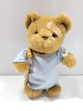 Jerry Elsner Pets Get Well Soon Teddy Bear 10" Blue Gown LegCast Arm Sling Plush