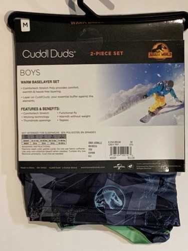 NWT Cuddl Duds Jurassic World Boy's Medium 8/10 Warm Baselayers Top+Pant 2PC - Picture 2 of 2