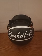 Mini Basketball Purse. Double Handles, Zippered, Black And White