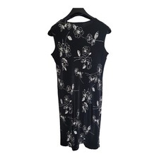 AGB Dress Wo.en Size 14 Byer Cal. Black floral Sleeveless Vacation USA Made