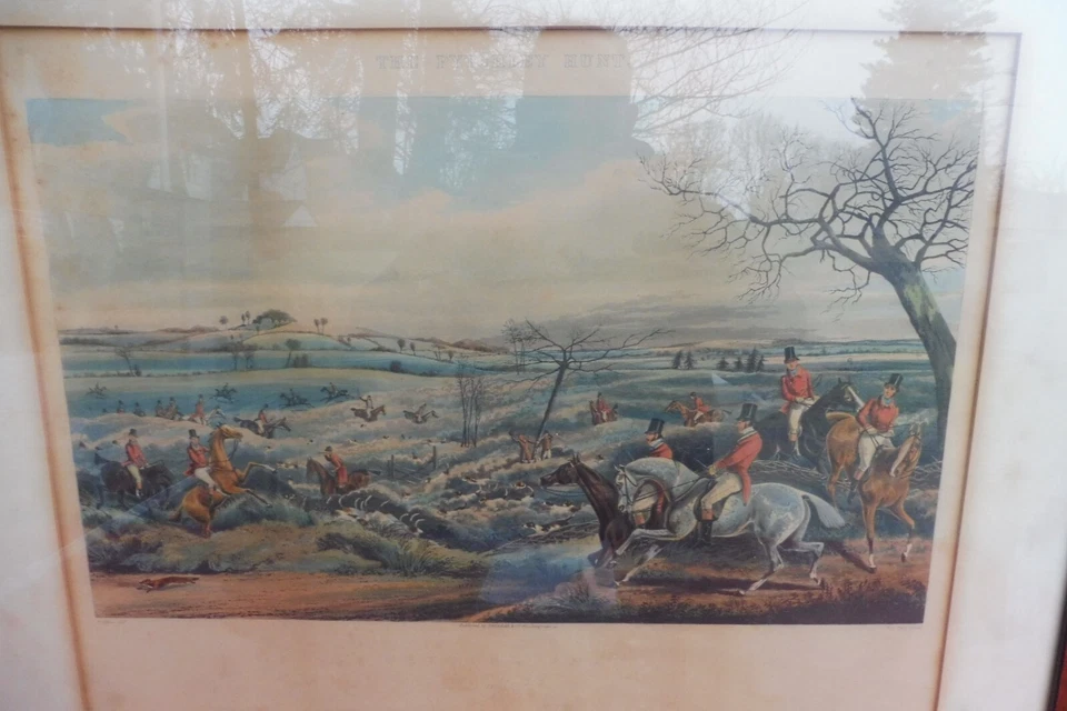 Vieux Image, Jagdgesellschaft, Force Nominale de Chasse, Couleur Gravure, H - Photo 2/4