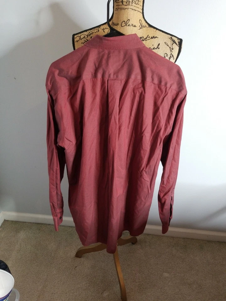 Рубашка мужская Joseph & Feiss бордовая на пуговицах с длинным рукавом 16 1/2 34/35 - Изображение 2 из 4