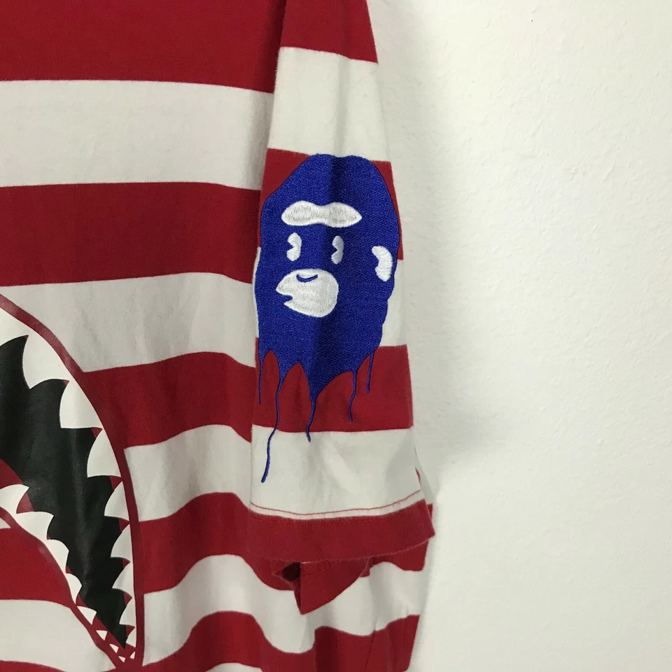 Camisa Hudson Outerwear 4X Rojo Blanco Azul Bandera Get The Money We Killed Ape Teeth Foto 3 de 4