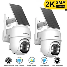 Wireless Solar Powered Security Camera 360° PTZ 3MP 2K WIFI Outdoor 2-Way Audio