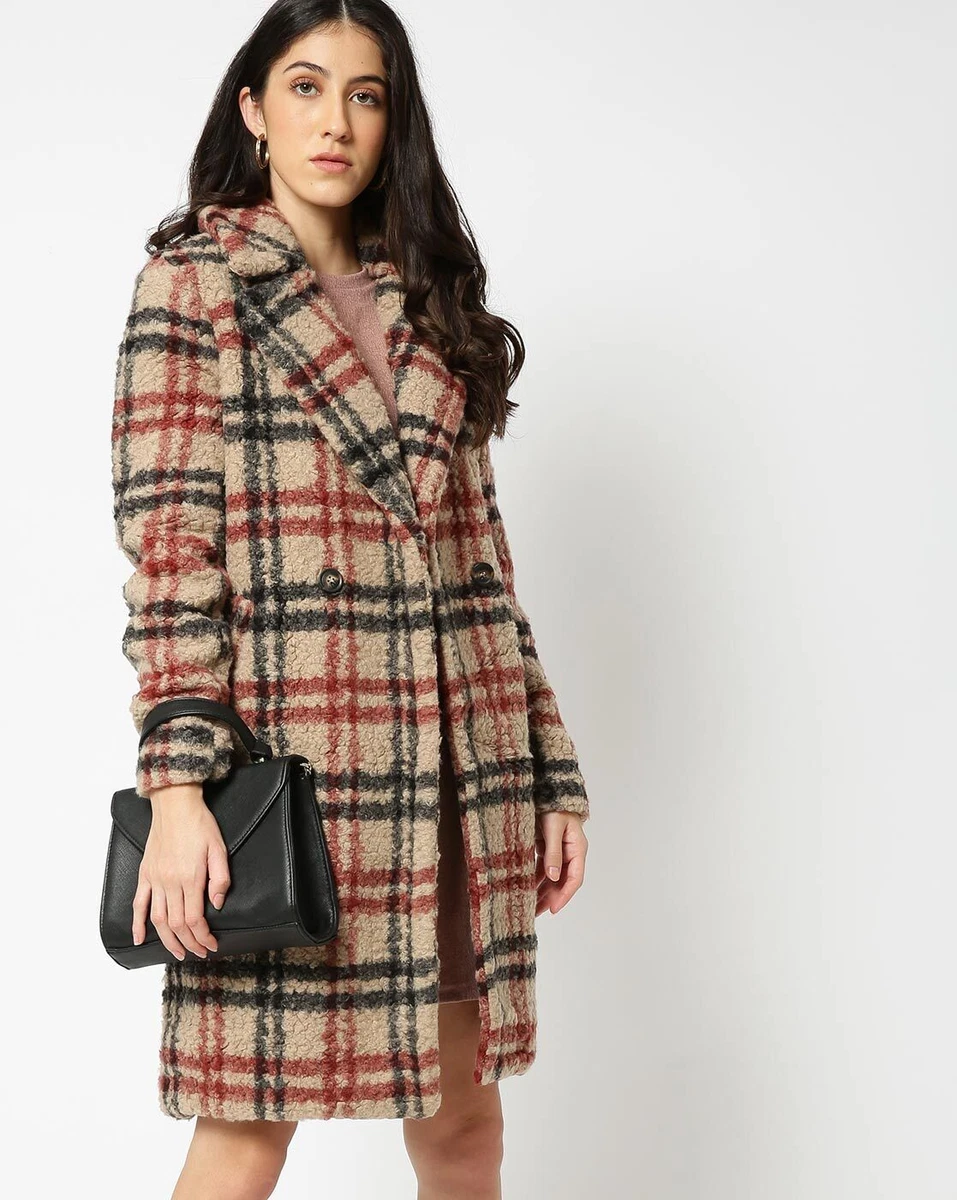 Checkered teddy deals coat