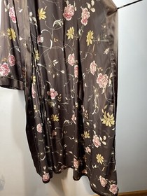 Sensara Front Tie Womens Maxi Sexy Robe Pockets Brown Floral Romantic Sz M