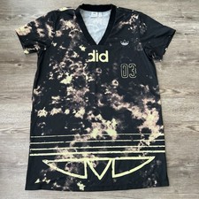 Adidas All Over Print Jersey Dress Womens Large Black V Neck Short Sleeve