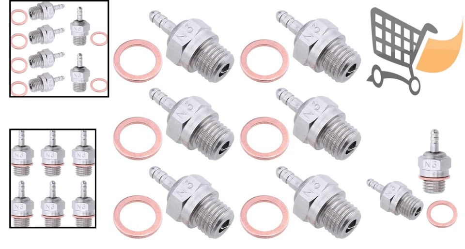 Hot Glow Plug N3 Copper Nickel for Nitro Engines Pack of 6 for RC Cars - Image 2 of 4