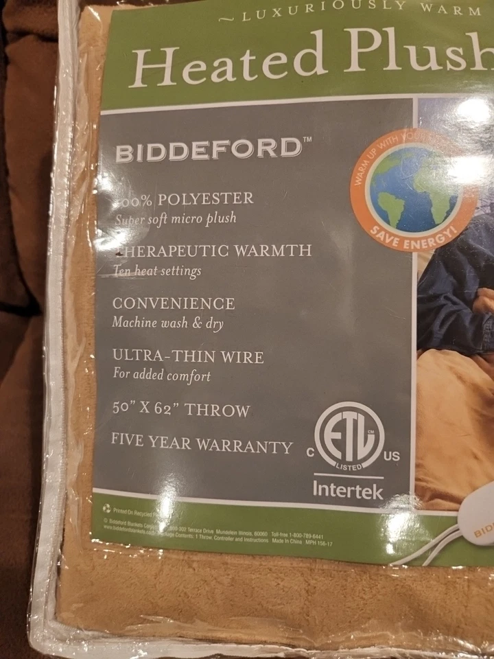 Biddeford Heated Plush Throw, Brand New, 50 x 62 - TAN/Beige - Image 2 of 4