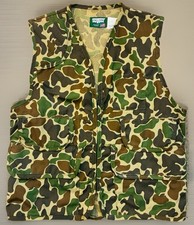 Vintage SafTbak Camo Hunting Vest   Men  s Large Zip USA     