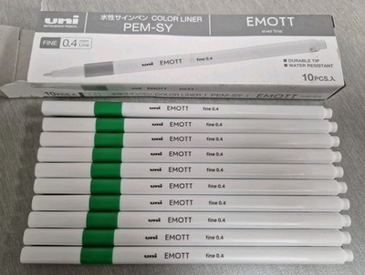 Uni Emott Fineliner Stift - 0,4 mm Linie - 10er Pack - GRÜN