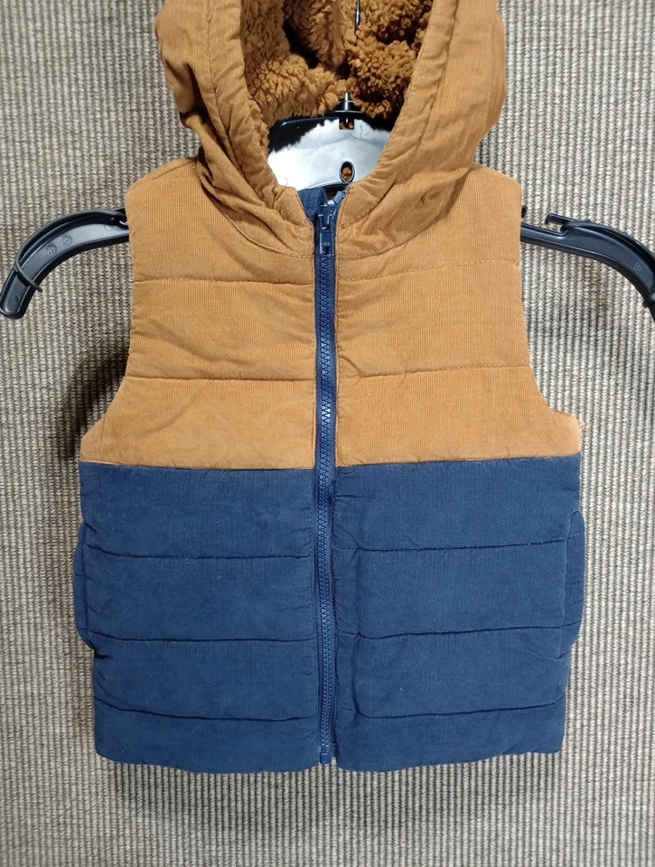 Tommy Bahama Caqui Marrón Azul Marino Pana Chaleco con Capucha Niños Talla 4T Foto 3 de 4