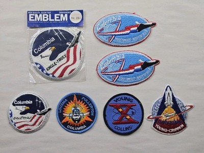 Vintage NASA Space Shuttle Columbia Patches Lot of 7 Various Makes Unused NOS