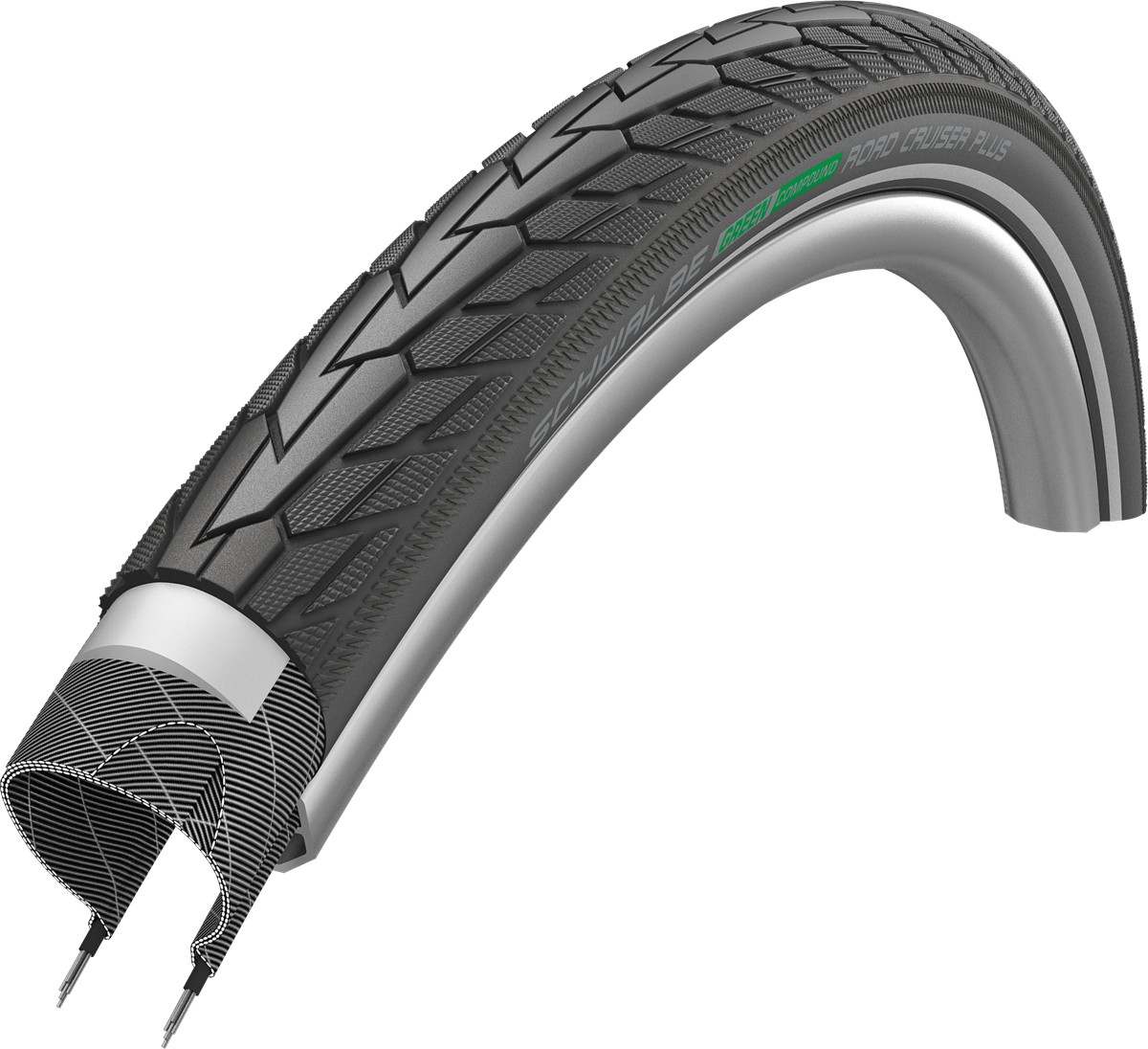 Schwalbe Road Cruiser Plus Active-Line 26 Bike Tyre 26 x 1.75"" Tyre Pair Reflex
