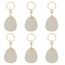 6pcs Leather Keychain,45mm Sublimation Keychain Blanks,Water Drop,Grey