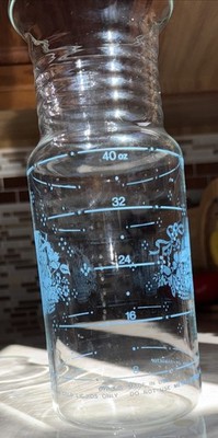 Pyrex Glass Blue Cornflower Country Basket Vintage Juice Carafe Pitcher 1.5 L
