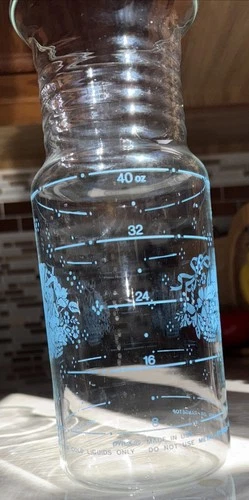 Pyrex Glass Blue Cornflower Country Basket Vintage Juice Carafe Pitcher 1.5 L