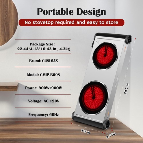 Cusimax Portable Electric Stove For Cooking With 1800w Power Temperature Cont... - Picture 7 of 8