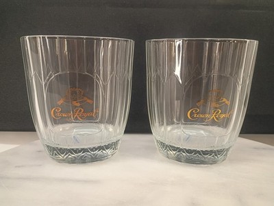 Vintage Crown Royal Whiskey Rocks Glass Set of 2 GOLD Logo Vonpok Italy