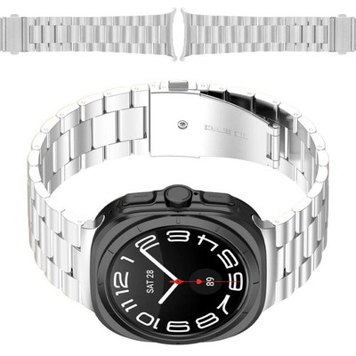 Edelstahl Armband für Galaxy Watch Ultra 2/1 Bizon Uhrarmbänd Uhrbänd Silbern