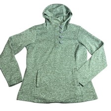 Columbia Womens Green Marled Sweater Fleece Button Henley Hoodie Size L RN69724