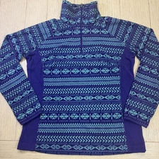 Columbia Fleece Pullover Womens Large Blue Quarter Zip Aztec Geometric