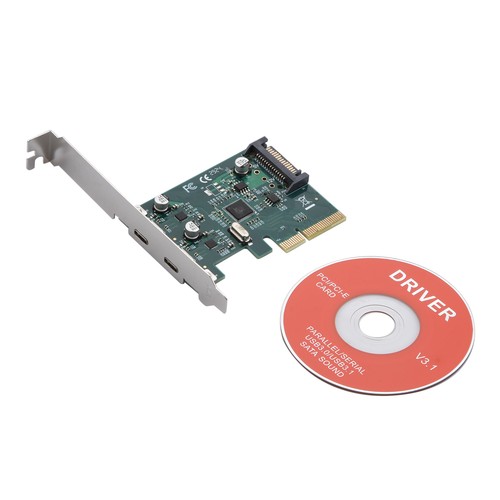PCI-E 4x Express to USB 3.1 USB Type C Dual Port Add on Expansion Card Adapter e - Afbeelding 3 van 9