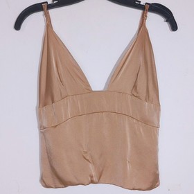 For Love Lemons SKIVVIES Satin Silk Blend V Neck Camisole Top Champagne Size M