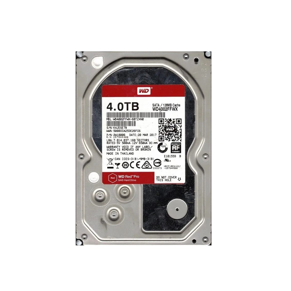 WD Red Pro 4TB×2本 NAS用HDD WD4003FFBX 中古 WD 4TB Red Pro 7200 RPM SATA III 6Gb/s 3.5