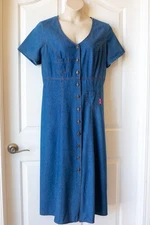 Blue Denim Western-Cottagecore Prairie Farm Midi Dress by Next Time - Size 18W