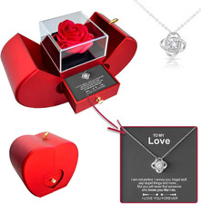 Preserved Handmade Red Rose with Hollow Clavicle Necklace,Jewelry Boxes with Nec