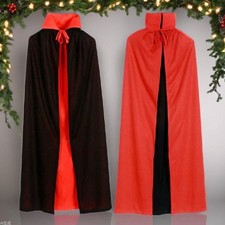 Kids Teen Vampire Grim Reaper Cloak Black Red Hooded Halloween Cape Costume